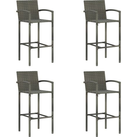 Lot de 4 Tabourets de bar,Chaises hautes de bar luxueuses gris résine tressée -57615 (1/5)