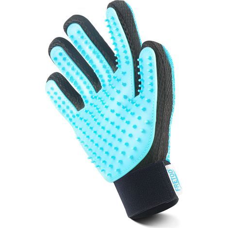 Brosse à Gants avec épilateur pour Meubles Petits, Moyens et Grands pour Chiens et Chats (réduit efficacement la Chute des Cheveux), Main Droite Bleu Clair (1/5)