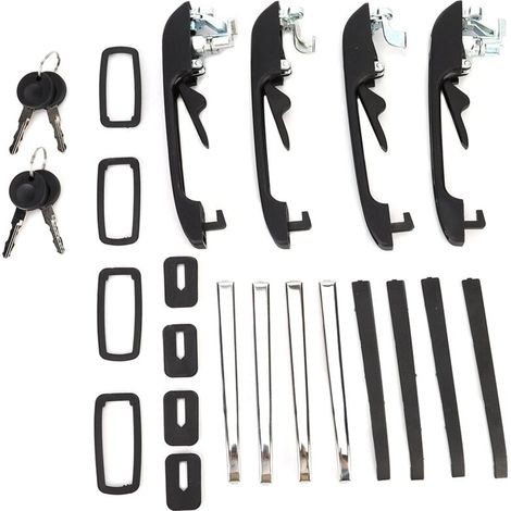 4 pièces Poignées de porte extérieures avant et arrière gauche et droite avec clés Compatibles avec Golf MK1/MK2-Crezuo