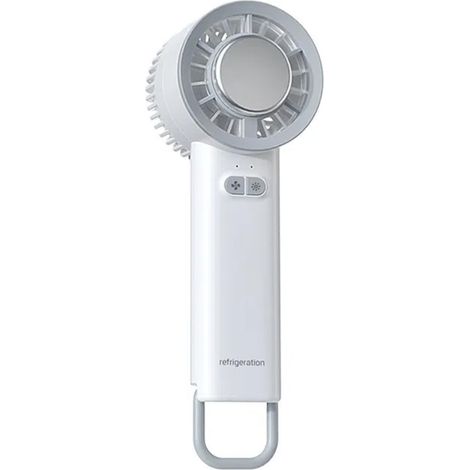 Ventilateur portable avec technologie de refroidissement à glace, ventilateur de bureau compact et léger, mains libres, flux d'air à 3 vitesses, blanc (1/5)