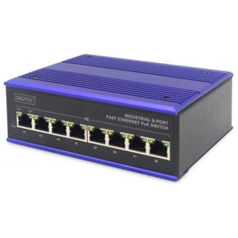 DIGITUS Fast Ethernet PoE Industrieller 8x Port Switch