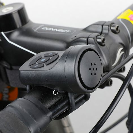 Klaxon de vélo électrique 140 dB puissant pour adultes et enfants, 4 modes sonores + alarme vibrante. Klaxon intelligent rechargeable et étanche pour VTT, vélos de route et scooters. (1/4)