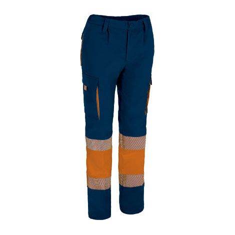 Pantalón de Alta Visibilidad multibolsillos bicolor VALENTO ABERDEEN S Naranja flúor / Azul marino orión (1/3)