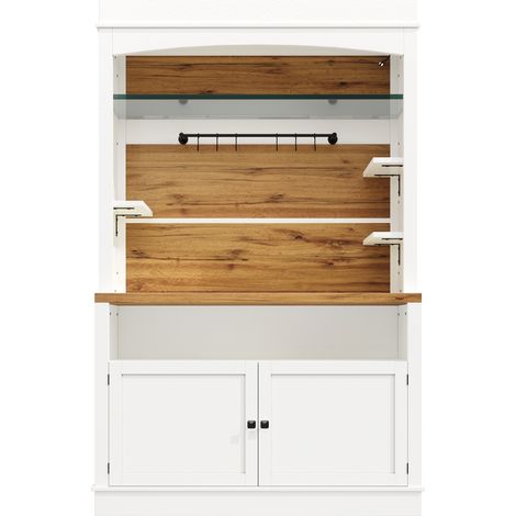 Buffet haut blanc avec éclairage LED RGB, étagères en verre et patère, 184 cm, charge max 60 kg (1/5)