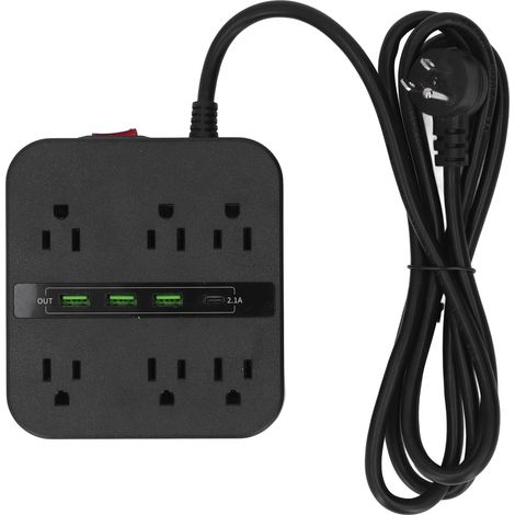 Prolongateur multiprise USB PD avec ports multiples, prise américaine 110-125V, bloc secteur mural (1/5)