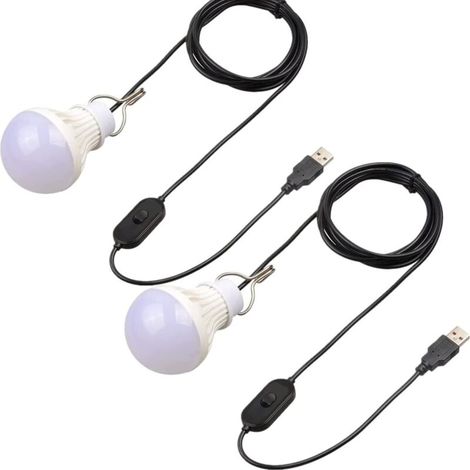 Stück USB-LED-Lampe 5W USB-Campinglampe Weiß, USB-Campingzeltlampe mit Hakenschalter für Camping, Wandern, Angeln im Freien (Warmweiß) (1/4)