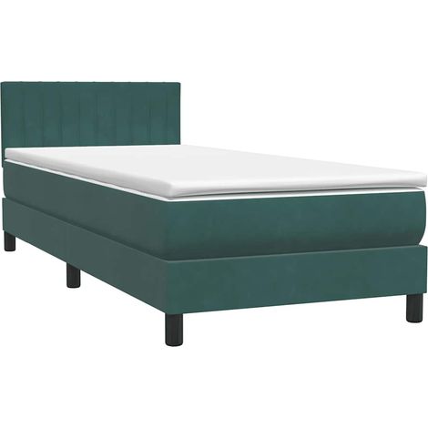 Giroletto a Molle con Materasso Verde Scuro 80x220 cm Velluto vidaXL