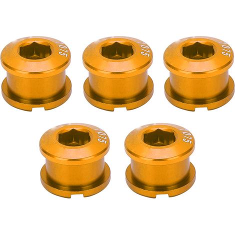 Lot de 5 boulons de plateau unique, écrous de pédalier en alliage d'aluminium, vis de roue de chaîne pour VTT, couleur or. (1/5)