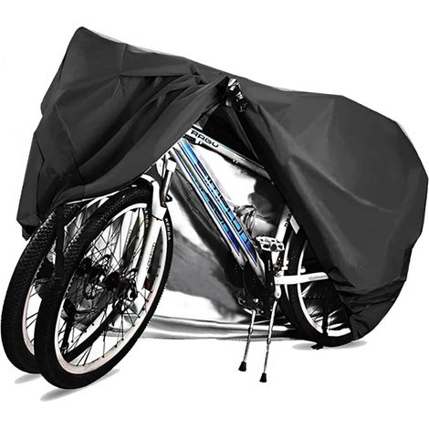Wasserdichte, atmungsaktive 210D-Fahrradabdeckung für 2 Fahrräder, Outdoor-Fahrradabdeckung mit Verriegelungsösen. (1/5)