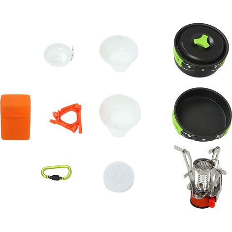Ensemble de cuisine de camping portable, résistant et de qualité alimentaire, pour pique-nique en plein air : casseroles et poêles de qualité alimentaire, idéales pour les pique-niques en extérieur. (1/5)