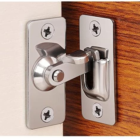 Serrure de porte en acier inoxydable à angle droit à 90 degrés, utilisée pour les clôtures en bois, les portes et fenêtres, les portes coulissantes (silver)