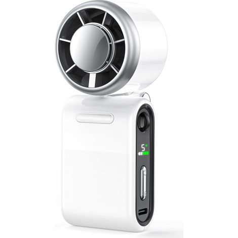 Outdoor Portable Handheld Digital Fan Rechargeable Powerful Turbos Fan Cooling Tool for Outdoor Camping Traveling,White (1/5)