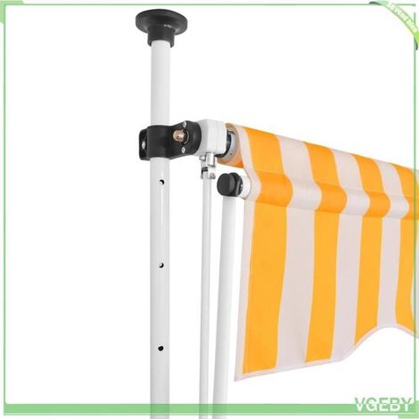 Auvent rétractable manuel - FAFEICY - 43233 - 250 cm - Rayures orange et blanc - Hydrofuge (1/5)