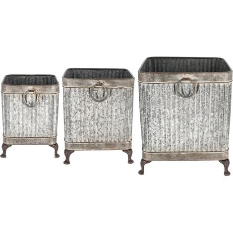 Set de 3 Pots Carrés sur Pieds - 38,2 x 37,5 x H 42,2 cm - Livraison gratuite
