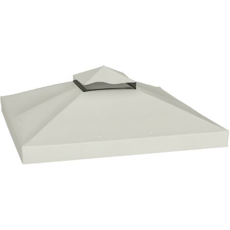 royaluxe -Toiture de remplacement 3 x 3 m pour tonnelle, bâche de remplacement avec trous de drainage, protection solaire UPF 30+, gris clair (1/5)