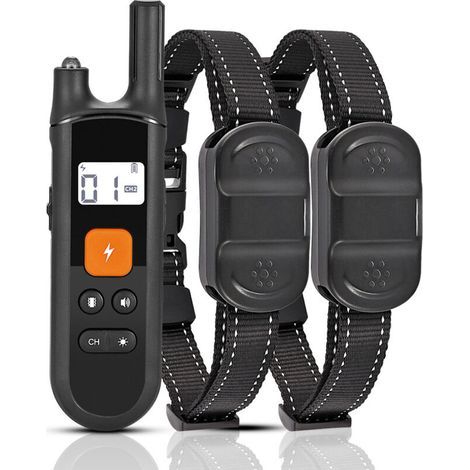 Intelligentes elektronisches Hundeerziehungshalsband. Sicheres Training ohne Verletzungsgefahr für den Hund. Wasserdicht (IP67). Geeignet für das Training von zwei Hunden.