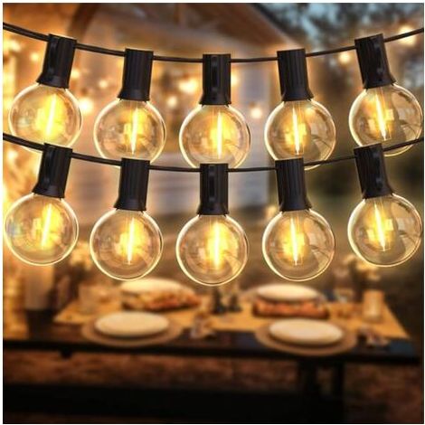 Guirlande lumineuse d'extérieur 15M – 26 ampoules E12 G40 en plastique – IP45 étanche pour événements en plein air – 0,6W par ampoule (1/5)