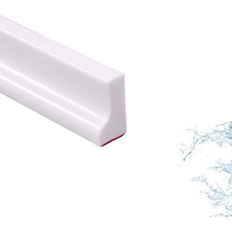 Barrière d'eau en silicone pour seuil de douche de 2 m/78 pouces, barrière d'eau pour sol de pièce humide, barrage d'eau de salle de bain, bande d'étanchéité(forme en L, 3 cm de haut) (1/4)