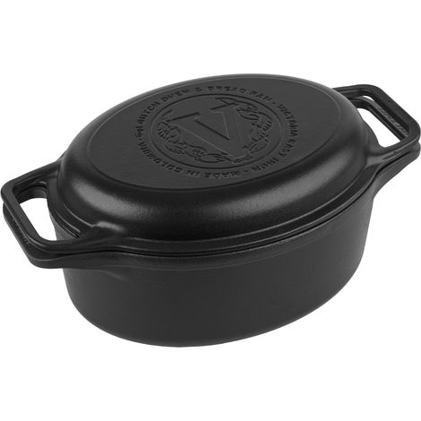 Victoria 38717 Cocotte et Poêle Induction Fonte Émaillée 31 cm, Dutch Oven 5,7L, Sans PTFE Noir (1/5)