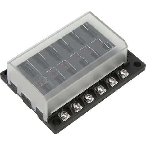 Porte-fusible universel 1 entrée 12 sorties, boîte à fusibles électrique 10-32 V avec indicateurs d'avertissement LED pour voiture, bateau et camping-car (1/5)