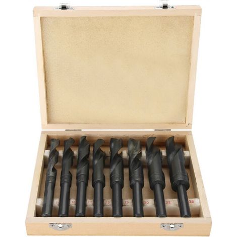 Reduced Shank Drill Bits, 8 Pieces, 14-25mm HSS High-Speed Carbon Steel Twist Drill Bits (1/5)