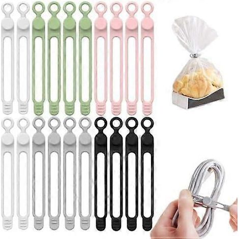 Attaches de câbles en silicone, organisateur élastique réutilisable, sangles de gestion polyvalentes pour regrouper fils électroniques (1/5)