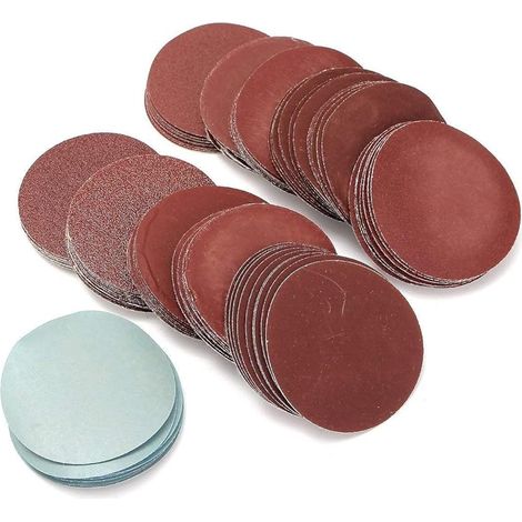 Lot de 100 disques abrasifs de 7,6 cm, grain 80 à 3000, papier abrasif pour ponceuse sèche et humide pour bois, métal, miroir, bijoux, voiture (1/4)