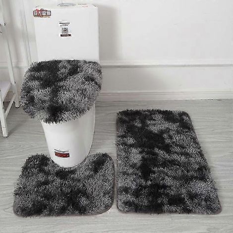 Ensemble de 3 pièces pour salle de bain : tapis de sol antidérapant pour WC + couvre-abattant + tapis de bain (1/5)