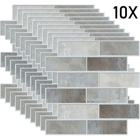 créations motif brique en marbre et convient pour la cuisine la chambre et le salon 10 30x30cm Blanc Gris (1/5)