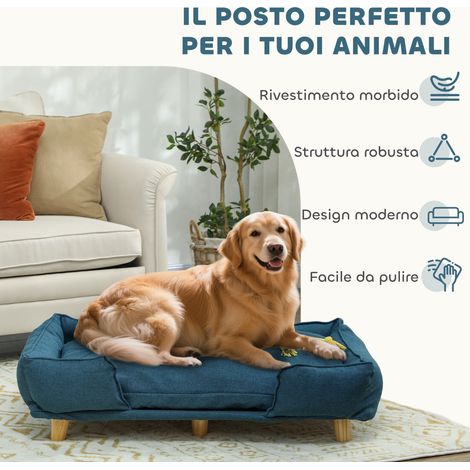 Coussin canapé-lit pour grand chien jusqu'à 30 kg, amovible, intérieur, 96x66x24 cm, bleu (1/5)