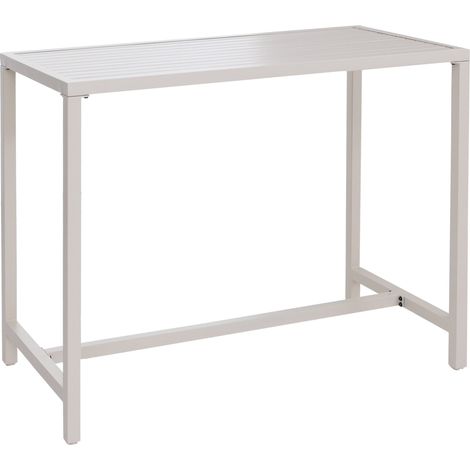 Table haute HWC-P91, table de jardin, table de bar, métal d'extérieur 105 x 130 x 65 cm - créme (1/5)