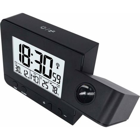 Réveil Projection Murale - Rotation 180° - Affichage Heure Température Humidité - Double Alarme - USB Rechargeable - 1 Pièce (1/3)