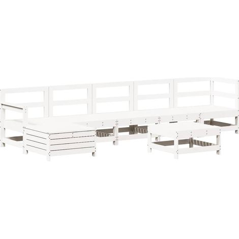 Maison Exclusive - Set Salotto da Giardino 7 pz Bianco in Legno Massello di Pino (1/5)
