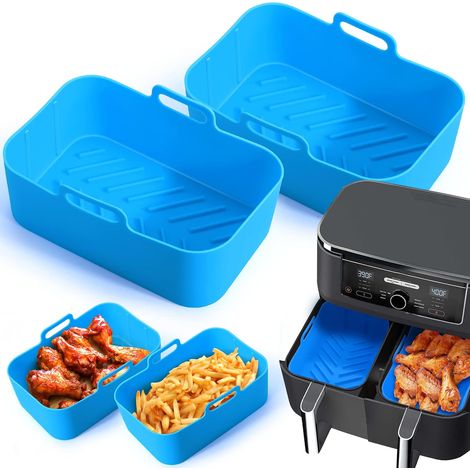 Recipientes de silicona para freidora de aire - 2 recipientes reutilizables para la freidora de aire Ninja Foodi DZ201/DZ401 Dual Zone - bandeja para hornear - hornear (1/5)