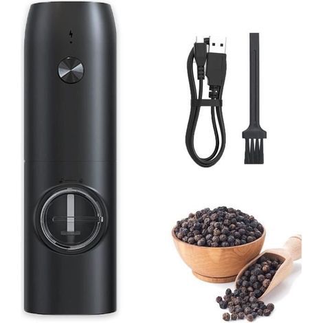 Macinapepe elettrico, Saliera e pepiera elettriche, Macinapepe elettrico ricaricabile tramite USB, con luce LED, Grande [332] (1/4)