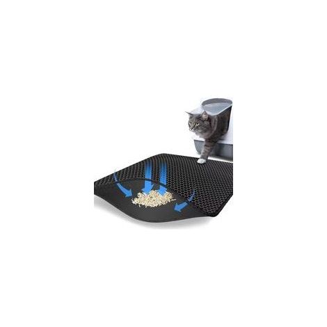Tapis de toilette double couche alvéolé, 45 x 60 cm, antidérapant, imperméable, noir (1/4)