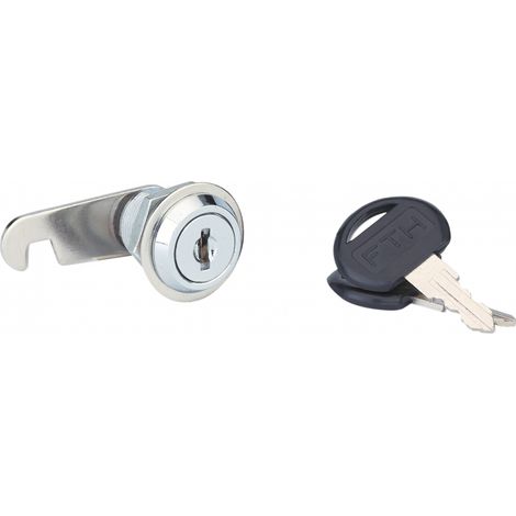 Serratura a camme, cilindro nichelato, lunghezza 20mm, spessore massimo 14mm, 2 chiavi - Serrurerie de Picardie