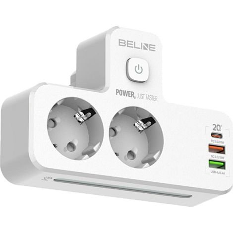 Multiprise Beline avec LED 2xUSB-A/USB-C/2xAC Blanc (1/5)