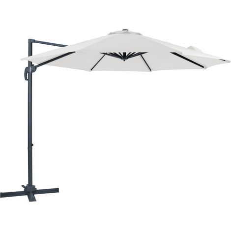 Axi Marisol Parasol Déporté Anthracite/Beige - Rectangulaire Ø 300Cm - Structure Aluminium - Rotation 360 - Inclinable - Résistant Aux Uv