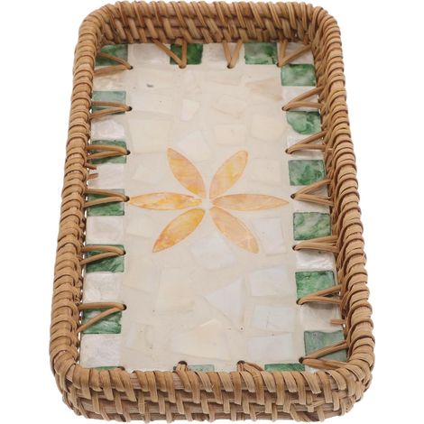 Petit Panier de Rangement en Rotin, Plateau Décoratif pour Cosmétiques (1/5)
