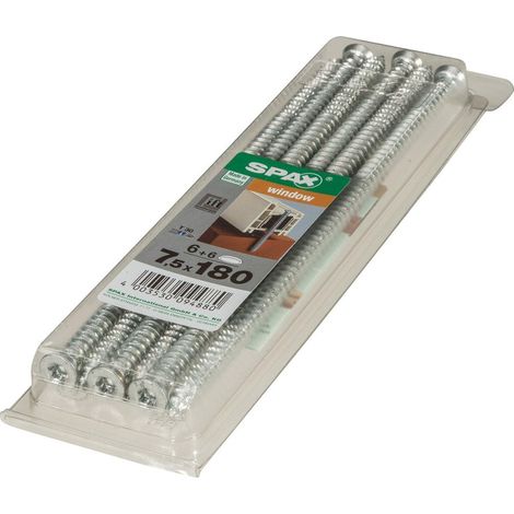 SPAX Lot De 6 Vis Acier Tête Fraisée Torx Spax, Diam.7.5 Mm X L.180 Mm (1/3)