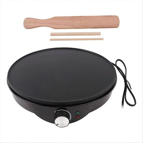 Crêpière électrique antiadhésive 30 cm avec étaloir à pâte et spatule en bois, idéale pour les crêpes et les scones. Prise européenne. (1/5)