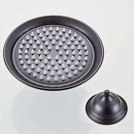 Pommeau de douche rond en laiton antique - convient aux salles de bains, salles d'eau et toilettes - 1 pièce, 20 cm, noir (1/4)