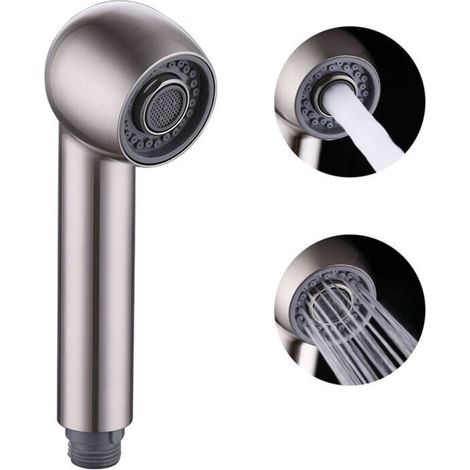 Douchette Robinet Cuisine de Rechange 2 Types de Jet Tête de Robinet Cuisine Remplacement pour Mitigeur Nickel Brossé (1/4)