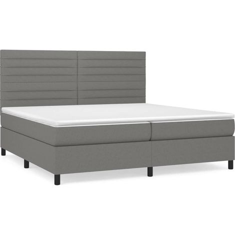 Maison Exclusive - Cama box spring con colchón tela gris oscuro 2 (1/5)