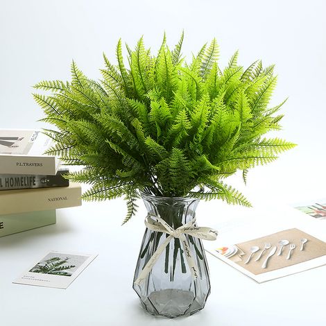 Fougere Artificielle (Lot de 6) - Plante Artificielle Interieur/Extérieur - Feuillage Artificiel pour Salon, Jardin, Décoration de Mariage, Bureau, Decoration Salle de Bain (1/4)