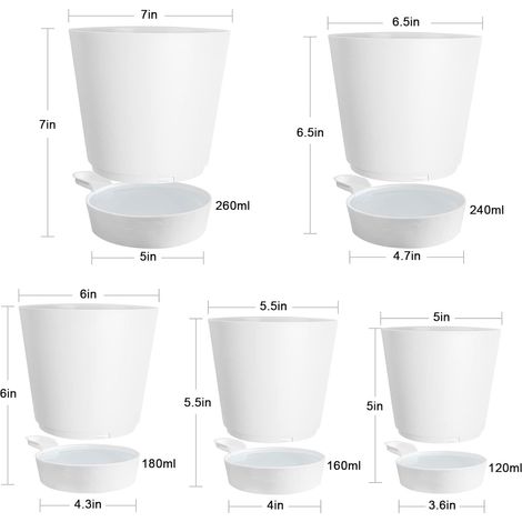 5 Pcs Pots de Fleurs en Plastique, Auto-Arrosant avec Soucoupe de Fleur Convient aux Jardins de Balcon Intérieurs et Extérieurs