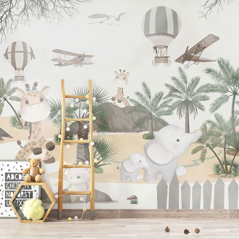 Papier peint panoramique Enfants - Animaux de la Jungle - 130 cm x 87 cm (1/4)