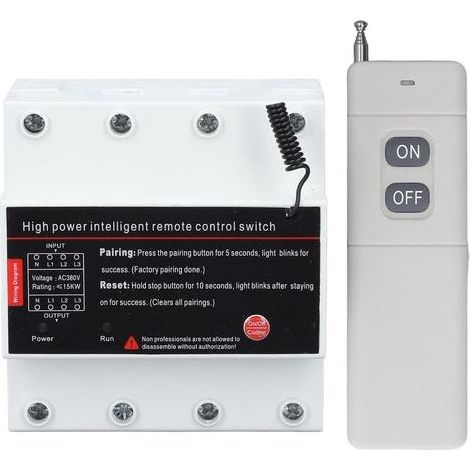 Interrupteur télécommandé 3 phases, Portée 3km pour moteur, pompe, porte de garage, Intelligent, AC380V (1/5)