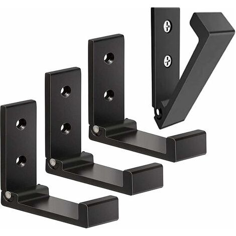 royaluxe- Lot de 4 Crochets Muraux Pliables-Crochets pour Manteaux Invisibles, Crochet Mural en Aluminium, Crochet de Suspension Mural en Alliage D'Aluminium Patères Pliables à 90 °-Noir (1/5)